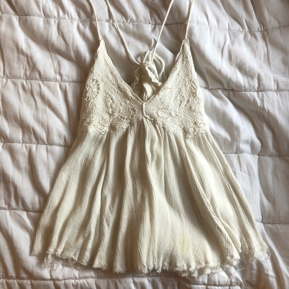 Small ILLA ILLA White Tank Top with Lace Details